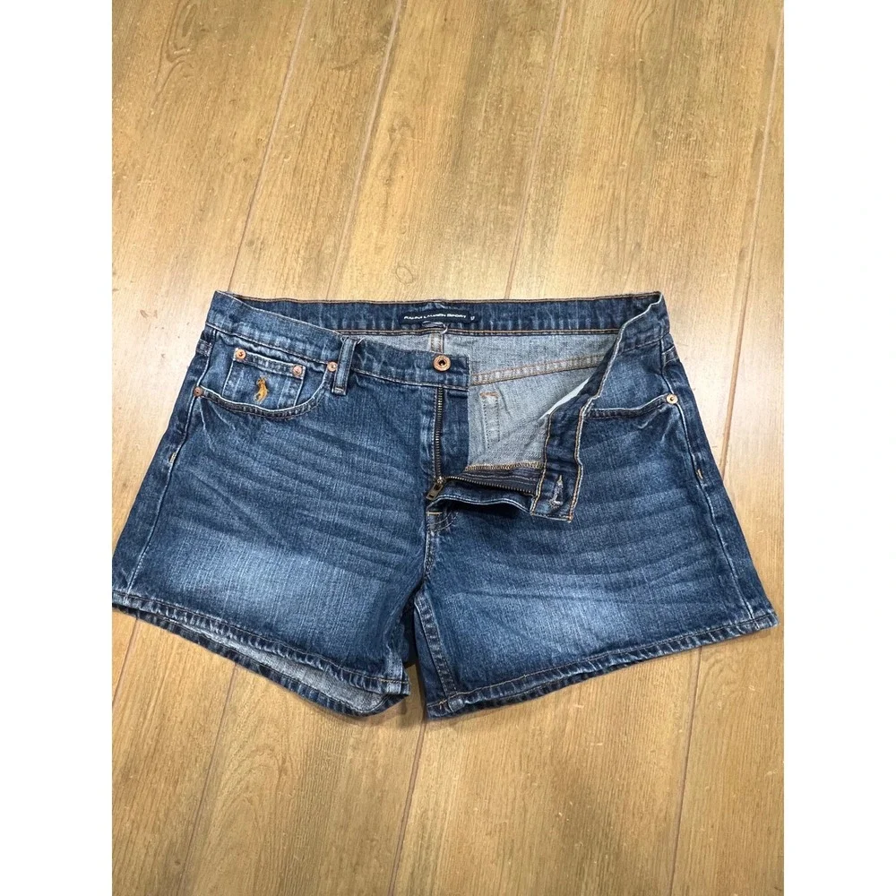 Ralph Lauren Sport Womens Denim Shorts Blue Medium Wash Pony Logo Size 12